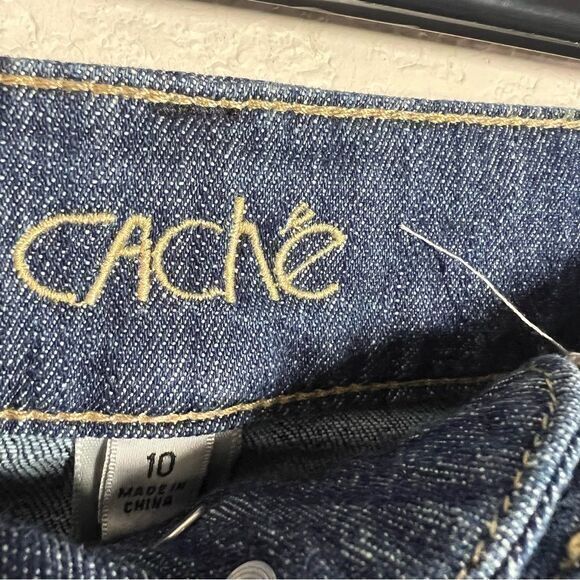 Cache Womens Flared Jeans Mid Rise Medium Wash Denim Stretch Pocket Blue Size 10 - Picture 8 of 9